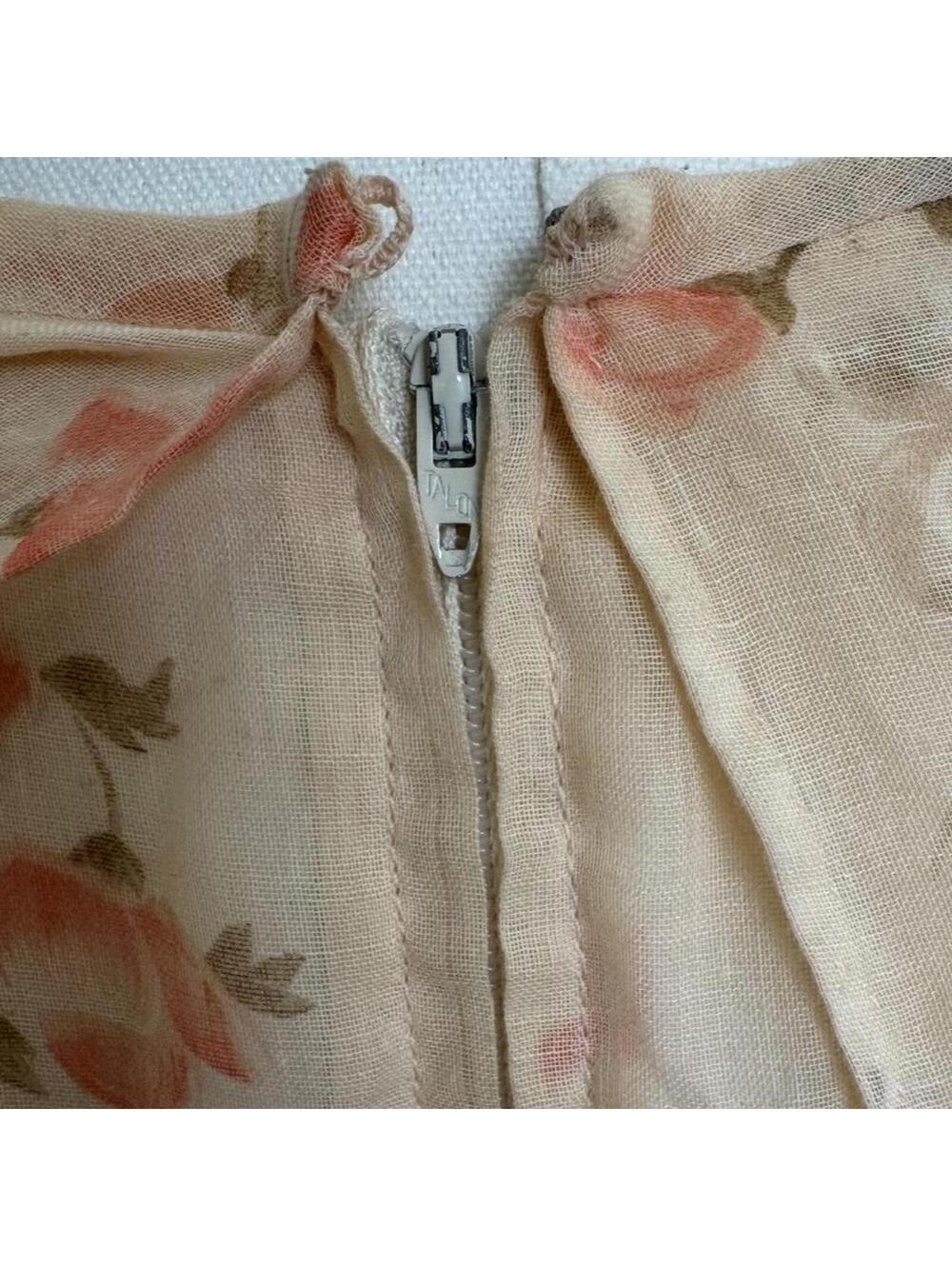 Vintage 70s sheer floral prairie dress Sz M/L - Picture 6 of 8